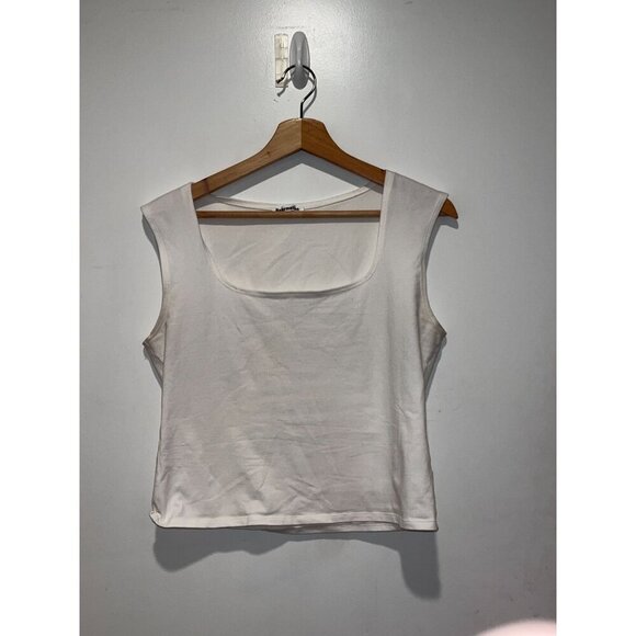 Reformation White Square Neck Stretch Tank Sleeveless Pullover Women Top Size L - Picture 4 of 16